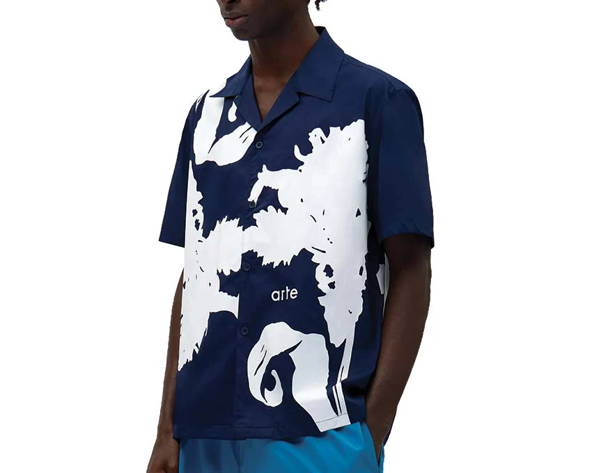 Arte Big Flower shirt "White/Navy" - Image 2