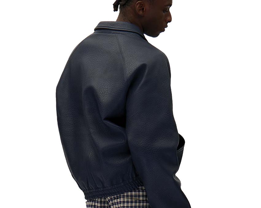 Arte Big logo Leather Jacket "Navy" - Image 2