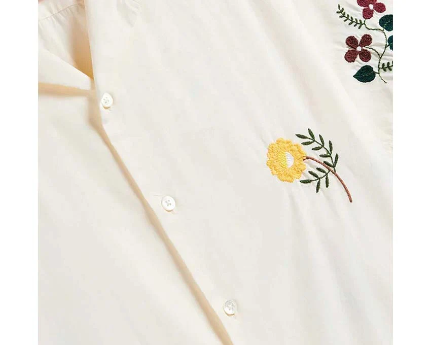 Portuguese Flannel Embroidery Flowers Shirt - Image 3